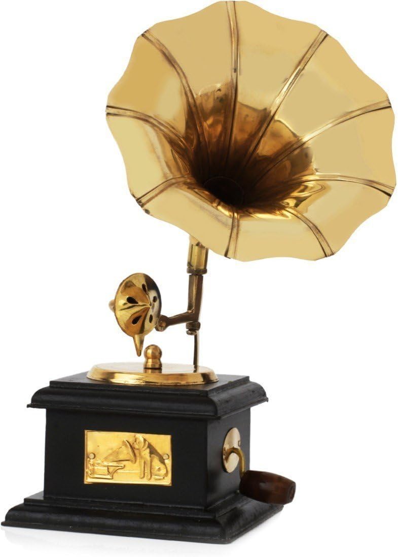 Handmade Antique Brass & Wooden Gramophone