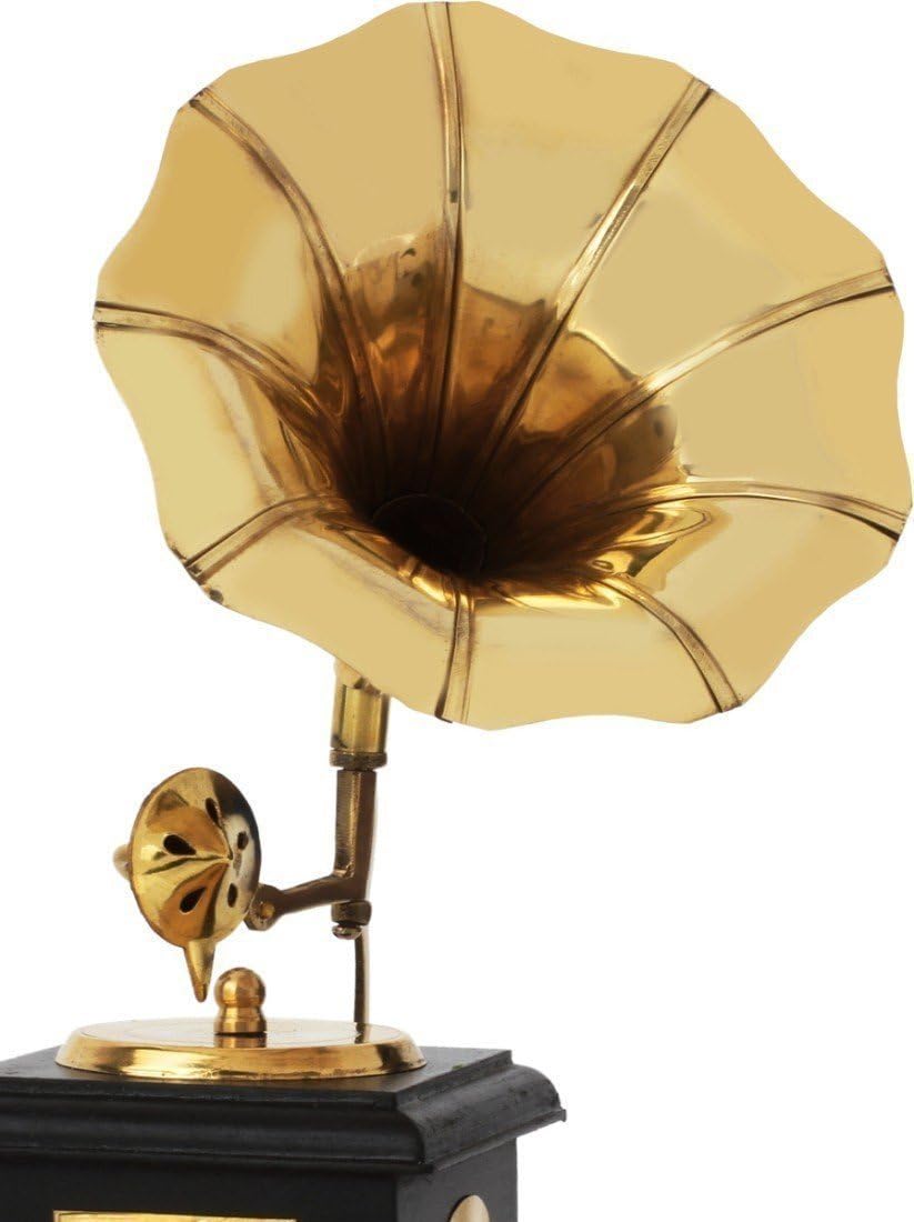 Handmade Antique Brass & Wooden Gramophone