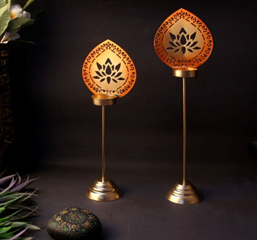 Iron Lotus Candle Stand Set Of 2